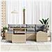 Set di divani da giardino 6 pezzi con cuscini beige polyrattan - Foto miniatura 3