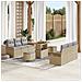 Set divani giardino 9 pezzi con cuscini beige in polyrattan, acacia,  Divano giardino 2 posti con cuscini beige in polyrattan,  Set pranzo giardino 3 pezzi con cuscini beige in polyrattan, acacia - Foto miniatura 2