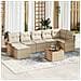 Set Divano Giardino da 8 Pezzi con Cuscini Beige in Poly Rattan Acacia - Foto miniatura 2