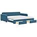 Divano Letto Estraibile con Cassetti Blu 100x200 cm in Velluto - Foto miniatura 1