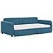 Divano Letto Estraibile con Cassetti Blu 100x200 cm in Velluto - Foto miniatura 3