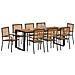 Set da Pranzo per Giardino 9 pcs Nero e Legno 200 x 80 x 75 cm - Foto miniatura 3
