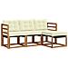Set di divani da esterno con cuscino 4 pcs Naturale e Crema - Foto miniatura 1