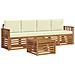 Set divani 5 pcs Naturale e Crema Legno di Acacia Massello - Foto miniatura 1
