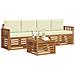 Set divani 5 pcs Naturale e Crema Legno di Acacia Massello - Foto miniatura 3