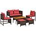 Set Divano da Giardino 6 pcs Marrone e Rosso polyrattan - Foto miniatura 1