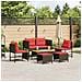 Set Divano da Giardino 6 pcs Marrone e Rosso polyrattan - Foto miniatura 2