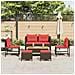 Set Divano da Giardino 6 pcs Marrone e Rosso polyrattan - Foto miniatura 3