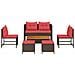Set Divano da Giardino 6 pcs Marrone e Rosso polyrattan - Foto miniatura 8