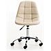 Sedia Ufficio Emil in Similpelle Trapuntata - Poltroncina da Scrivania con Ruote Antiattrito I Sgabello da Scrivania con Schienale I Poltrona Girevole Regolabile Crema - Foto miniatura 5