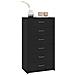 Credenza con 6 Cassetti Nera 50x34x96 cm in Legno Multistrato - Foto miniatura 3