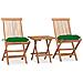 Set da Pranzo Giardino Pieghevole 3 pz Cuscino Massello di Teak - Foto miniatura 1