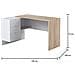 Scrivania Greensboro, Scrittoio Multifunzione Reversibile Da Ufficio Con Cassettiera, Tavolo Da Studio O Ufficio Porta Pc Ad Angolo, 145x108h73 Cm, Rovere E Bianco - Foto miniatura 3