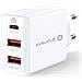 Etc06 Premium 32w Adaptive 3 Port 5v-12v 2x Usb / Usb-c Travel Charger White - Foto miniatura 4