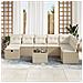 Set Divani Giardino 9 Pezzi con Cuscini Beige in Rattan Poly,  Divano Giardino per 2 Persone con Cuscini Beige in Rattan Poly - Foto miniatura 3