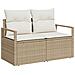 Set Divani Giardino 9 Pezzi con Cuscini Beige in Rattan Poly,  Divano Giardino per 2 Persone con Cuscini Beige in Rattan Poly - Foto miniatura 4