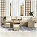 Set Divano da Giardino 9 Pezzi con Cuscini Beige Polyrattan Acacia,  Set da Pranzo da Giardino 3 Pezzi con Cuscini Beige Polyrattan Acacia - Foto miniatura 3
