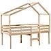 Letto a Soppalco con Tetto 90x190 cm Legno Massello di Pino - Foto miniatura 3