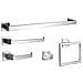 Set Di Accessori Da Bagno Quadrati In Acciaio Inox, 5 Pezzi, 40cm - Montaggio A Parete Silver - Foto miniatura 1
