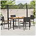 Set da Pranzo per Giardino 5 pcs Nero e Legno 150 x 90 x 75 cm - Foto miniatura 4