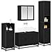 Set di mobili per il bagno 4 pcs Rovere Nero Legno multistrato - Foto miniatura 3