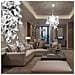 Lampadario Da Soffitto Paralume Foglie Pailette 21,5 X 30 Cm Argento - Foto miniatura 7