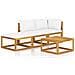 Set Divani da Giardino 4 pz con Cuscini Crema in Legno Acacia - Foto miniatura 1