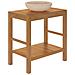 Armadietto Da Bagno In Legno Di Teak Con Lavabo In Marmo Crema - Foto miniatura 7