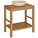 Armadietto Da Bagno In Legno Di Teak Con Lavabo In Marmo Crema - Foto miniatura 1