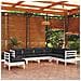 Set Divani Da Giardino 7 Pz Con Cuscini Bianchi Legno Di Pino - Foto miniatura 1