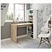 Scrivania Denton, Scrittoio Multifunzione Reversibile Con Libreria A 5 Ripiani, Tavolo Da Studio O Ufficio Porta Pc Portalibri, 120x53h144 Cm, Bianco E Rovere - Foto miniatura 1