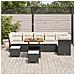 Set di divano da giardino 9 pezzi con cuscini Nero Poly Rattan Acacia, Set da pranzo da giardino 3 pezzi con cuscini Nero Poly Rattan Acacia - Foto miniatura 3