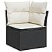Set di divano da giardino 9 pezzi con cuscini Nero Poly Rattan Acacia, Set da pranzo da giardino 3 pezzi con cuscini Nero Poly Rattan Acacia - Foto miniatura 5