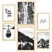 Set Di 6 Stampe Immagini Di Montagne In Bianco E Nero, Stampe Artistiche Da Parete, Poster Decorativi, Design D'interni In Galleria D'arte A3 & A4 Telaio In Legno Chiaro - Foto miniatura 1