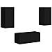 Set mobile TV Montaggio a parete 6 pcs Nero Legno multistrato - Foto miniatura 1