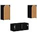 Set mobile TV Montaggio a parete 6 pcs Nero Legno multistrato - Foto miniatura 8