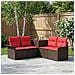 Set di divani 5 pz Marrone e Rosso Rattan sintetico e Acciaio - Foto miniatura 4