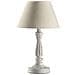 Lampada Da Tavolo In Legno Invecchiato Con Paralume In Tessuto Beige - Foto miniatura 1