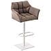 Sgabello Alto Bar Damaso I Sgabello Design Cucina Trapuntato in Tessuto con Braccioli E Schienale Imbottiti l Sedia Sgabello Bar Pub con Poggiapiedi Marrone Terra Bianco - Foto miniatura 1