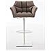 Sgabello Alto Bar Damaso I Sgabello Design Cucina Trapuntato in Tessuto con Braccioli E Schienale Imbottiti l Sedia Sgabello Bar Pub con Poggiapiedi Marrone Terra Bianco - Foto miniatura 2