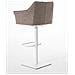 Sgabello Alto Bar Damaso I Sgabello Design Cucina Trapuntato in Tessuto con Braccioli E Schienale Imbottiti l Sedia Sgabello Bar Pub con Poggiapiedi Marrone Terra Bianco - Foto miniatura 4