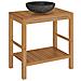 Armadietto Da Bagno In Legno Di Teak Con Lavabo In Marmo Nero - Foto miniatura 2