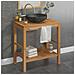 Armadietto Da Bagno In Legno Di Teak Con Lavabo In Marmo Nero - Foto miniatura 1