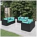 Set Divani Da Giardino 6 Pz Con Cuscini In Polyrattan Nero - Foto miniatura 1