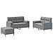 Set Divani 3 Pz Con Cuscini Grigio Chiaro In Tessuto - Foto miniatura 2