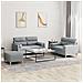 Set Divani 3 Pz Con Cuscini Grigio Chiaro In Tessuto - Foto miniatura 1