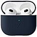 Cover Per Airpods 3 Curve In Silicone Con Texture Striata, Blu Scuro - Foto miniatura 2