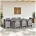 Set da Pranzo Giardino 9 Pezzi con Cuscini Grigio Chiaro in Polyrattan - Foto miniatura 3