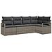 Set di divani da giardino con cuscini grigi in polyrattan  5 pezzi, Divano da giardino a 2 posti con contenitore e cuscini grigi in polyrattan - Foto miniatura 1