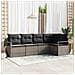 Set di divani da giardino con cuscini grigi in polyrattan  5 pezzi, Divano da giardino a 2 posti con contenitore e cuscini grigi in polyrattan - Foto miniatura 2
